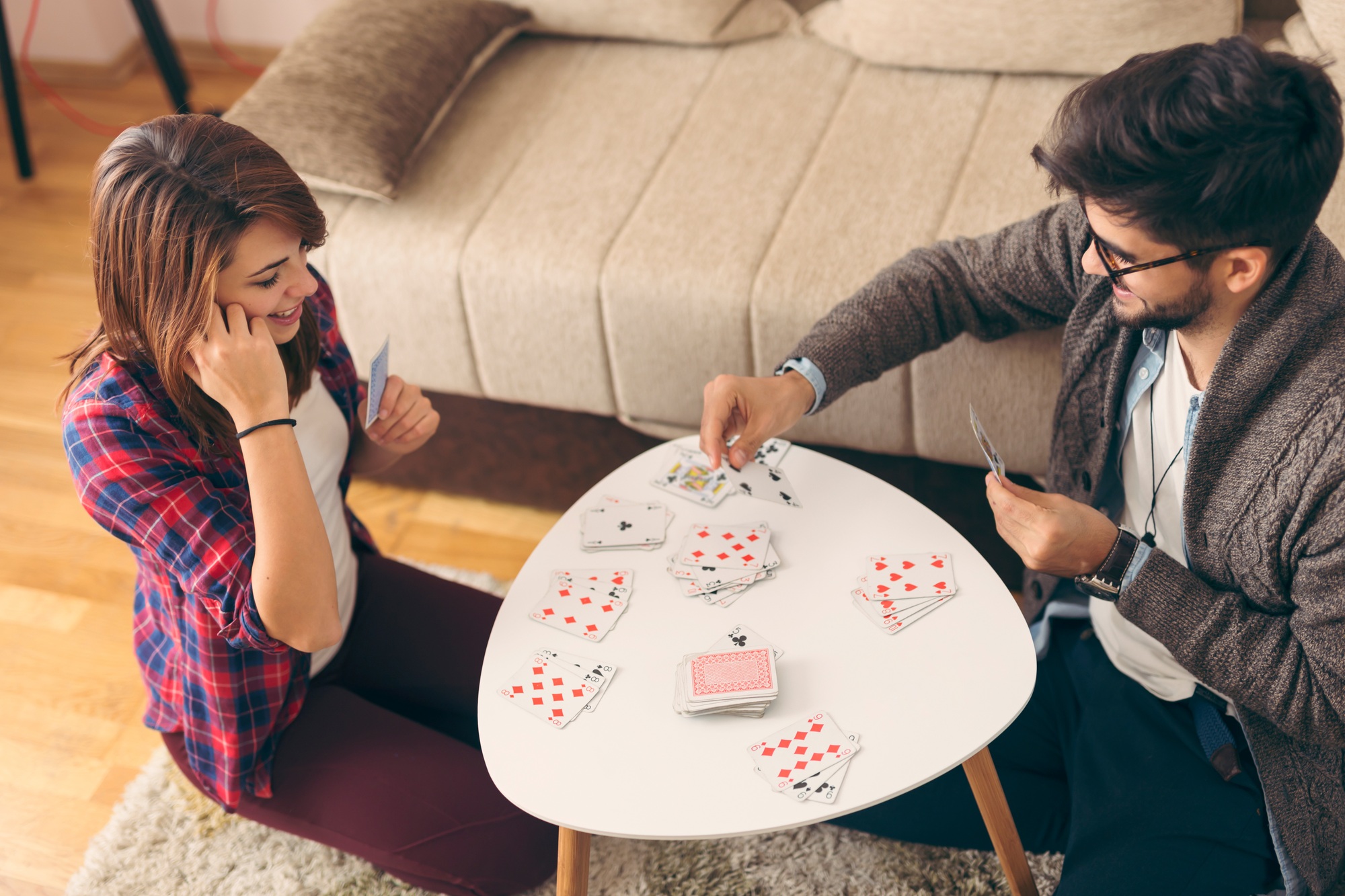 Couple playing cards