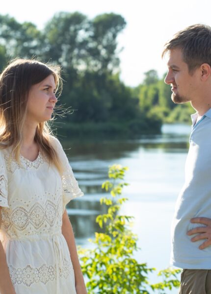 Divorce, fight and relationship problem - Young couple angry at each other