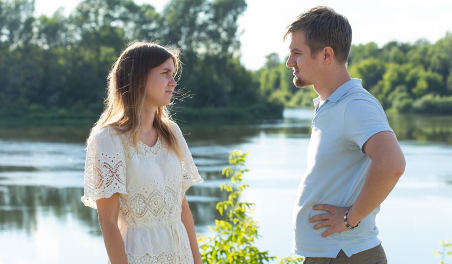 Divorce, fight and relationship problem - Young couple angry at each other